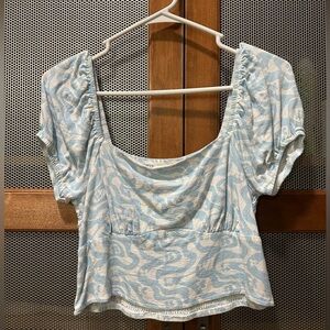 L.A. Hearts Blue and White Floral Top